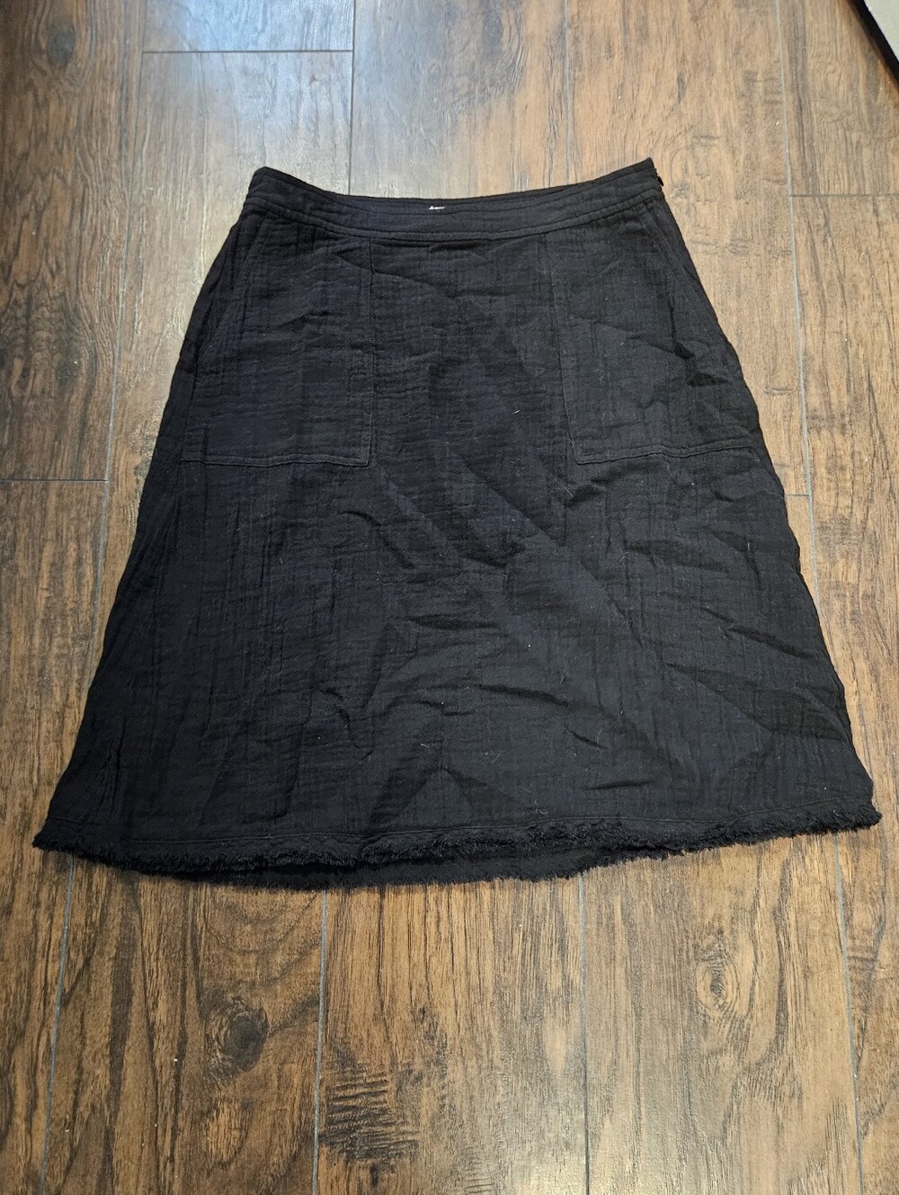 Eileen Fisher Black A-Line Organic Cotton Skirt